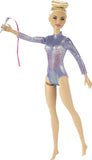 Barbie Rhythmic Gymnast Blonde Doll (12-in/30.40-cm) with Colorful Metallic Leotard, 2 Clubs & Ribbon Accessory, Great Gift for Ages 3 Years Old & Up, GTN65