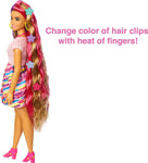 Barbie Totally Hair Flower-Themed Doll, Curvy, 8.5 inch Fantasy Hair, Dress, 15 Hair & Fashion Play Accessories (8 with Color Change Feature) for Kids 3 Years Old & Up, HCM89