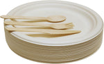 200 Pack Eco-Friendly Tableware Set – with 9 inch Bagasse Plates and Cutlery
