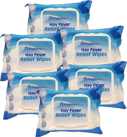 Hygiene Key Hayfever Relief Wipes - Allergy Relief, Natural Remedy for Hay Fever, 30 Wipes (6 Packs)