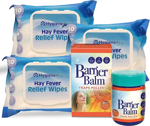 Hygiene Key 3-Pack Hay Fever Allergy Relief Wipes (30) and 1x Nuage Allergy Barrier Balm