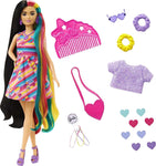 Barbie Totally Hair Heart-Themed Doll, Petite, 8.5 inch Fantasy Hair, Dress, 15 Hair & Fashion Play Accessories (8 with Color Change Feature) for Kids 3 Years Old & Up