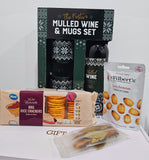 Mulled Wine Set with Spices, Glass Cups, Crackers, and Mr Filbert’s Peanuts or Mr Filbert’s Crunchy Sweet Corn
