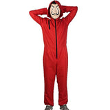 Unisex Adult Heist Bank Robber Full Set Costume with Red Jump Suit (Large)