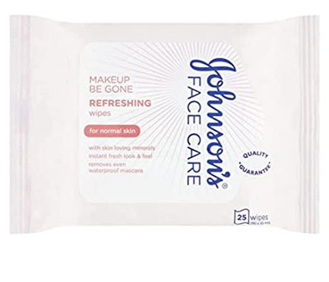Johnson's Face Care Makeup Be Gone Refreshing Wipes (25) - Pack of 6