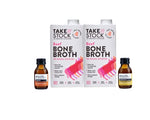 Take Stock Beef Bone Broth with Shots of Ginger, Honey, Turmeric Infused with Apple Cider Vinegar |Nutritious Bone Broth, Low Calorie, High Protein & Collagen Supplement| 2 Bone Broths + 2 Shots