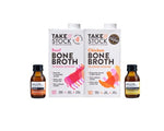Take Stock Chicken Bone Broth (1), Take Stock Beef Bone Broth (1) (500ML) with 2 Shots of Ginger, Honey, Turmeric with Apple Cider Vinegar| Low Calorie, Keto, High Protein & Collagen Supplement