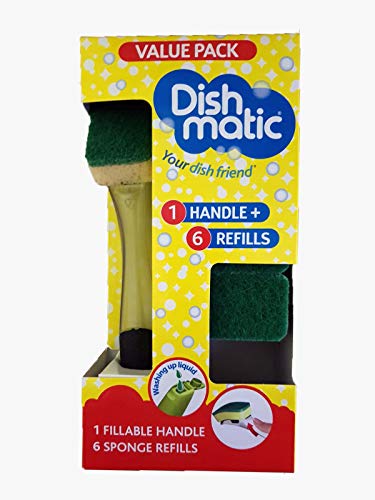 Dishmatic Bonus Pack 1 BLACK Fillable Handle and 6 Green Sponge Refill –  Doxa Products