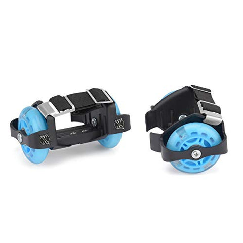 Xootz Heel Wheel Roller Skates, Attachable Shoe Trainer Wheels for Kids, Boys and Girls with LED Lights, (Blue), One Size