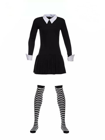  Addams Family Child's Wednesday Addams Costume, Medium,  Black/White : Clothing, Shoes & Jewelry