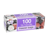 Food & Freezer Bags with tie Handles - 100 Pack
