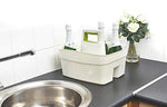 Whitefurze Kitchen Caddy with Leaf Green Insert, Plastic, Cream
