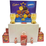 Wine Gift Set includes Orange and Milk Chocolates, Chocolates Biscuits Selection Box for Special Occasions