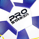 Pro Striker Football Soccer Ball for Training and Matches, Blue and White, Size 5
