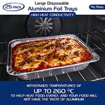 Large Disposable Aluminium Foil Trays (25 Pack) Containers with Paper Lids for Cooking, Food Storage and More