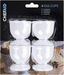 3 X Plastic Egg Cup Set, White