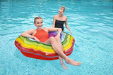 Bestway 36163 BW36163 Rainbow Ribbon Pool Float, Inflatable Rubber Kids and Adults, Swim Ring, Colour, 96x96x27 cm