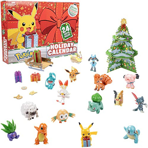 Pokemon 2021 Holiday Advent Calendar for Kids (24 Gift Pieces - Includes 16 Toy Character Figures & 8 Christmas Accessories)