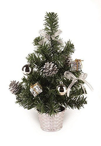 30cm Silver Dressed Christmas Tree
