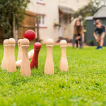 Toyrific Garden Games TY5963 Wooden Skittles Bowling Set, Brown