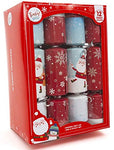 Tinsel Town Box Traditional 12" Festive Christmas Crackers Gifts Party Hat Joke (Light Blue Santa & Rudolph), Paper