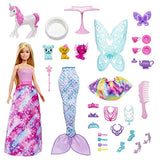 Barbie Dreamtopia Advent Calendar with Barbie Doll & 24 Surprises Including Fairytale Fashions, Pets & Accessories, Holiday Gift for 3 to 7 Year Olds