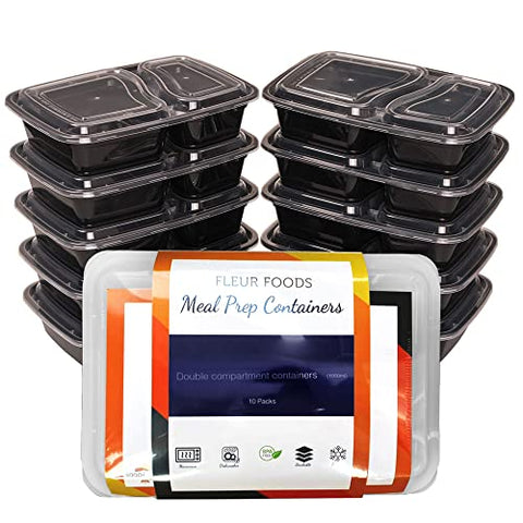 Meal Prep Containers - BPA Free (2 Compartment [1000ml])