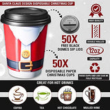 Santa 12oz Disposable Paper Christmas Cups with Black Domed Lids