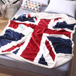 Union Jack Great British Flag Queen's Jubilee Blanket | Fleece Sherpa Sofa Throw (Double Bed 150 x 180cm)